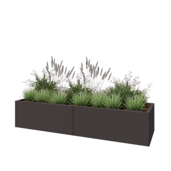 Plieninis lauko vazonas XXL - Stačiakampis - 200 x 60 x 40 cm - RAL7016 matinė (antracito pilka) - Be dugno plokštės