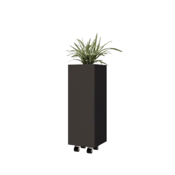 Plieninis lauko vazonas - Kvadratas - 30 x 30 x 80 cm - kita RAL spalva - Su dugno plokšte - Su ratais