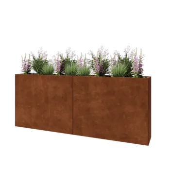 Corten plieno lauko vazonas XXL - Stačiakampis - 200 x 30 x 80 cm - Su dugno plokšte