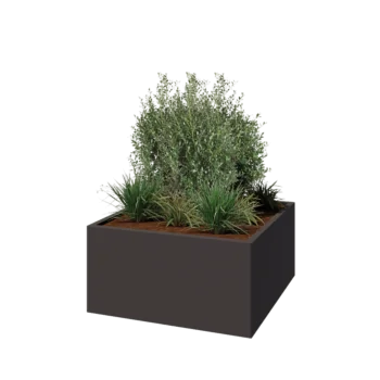 Plieninis lauko vazonas - Kvadratas - 100 x 100 x 50 cm - kita RAL spalva - Su dugno plokšte