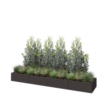 Plieninis lauko vazonas XXL - Stačiakampis - 320 x 60 x 30 cm - RAL7016 matinė (antracito pilka) - Su dugno plokšte