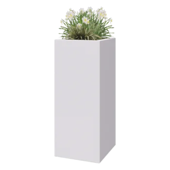 Stiklo pluošto vazonai - Kvadratinis - 50 x 50 x 120 cm - RAL9010 matinis (baltas) - Su dugnu