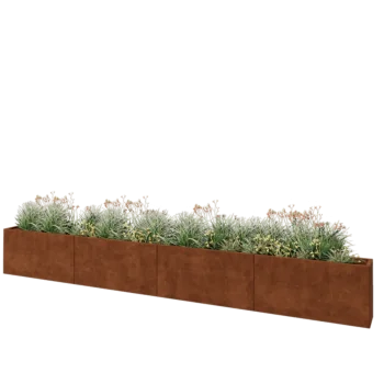 Corten plieno lauko vazonas XXL - Stačiakampis - 480 x 30 x 60 cm - Su dugno plokšte