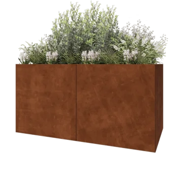 Corten plieno lauko vazonas XXL - Stačiakampis - 200 x 100 x 100 cm - Be dugno plokštės