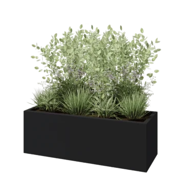 Stiklo pluošto vazonai - Stačiakampis - 120 x 40 x 40 cm - RAL7021 matinis (juodai pilka) - Su dugnu