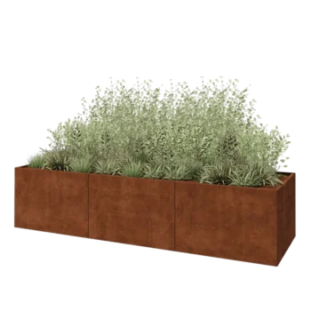 Corten plieno lauko vazonas XXL - Stačiakampis - 360 x 100 x 80 cm - Be dugno plokštės