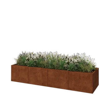 Corten plieno lauko vazonas XXL - Stačiakampis - 320 x 80 x 60 cm - Be dugno plokštės