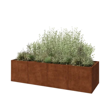 Corten plieno lauko vazonas XXL - Stačiakampis - 320 x 100 x 80 cm - Su dugno plokšte