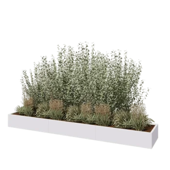 Plieninis lauko vazonas XXL - Stačiakampis - 360 x 60 x 30 cm - RAL9010 matinė (balta) - Be dugno plokštės