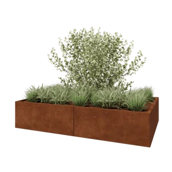 Corten plieno lauko vazonas XXL - Stačiakampis - 200 x 120 x 40 cm - Be dugno plokštės