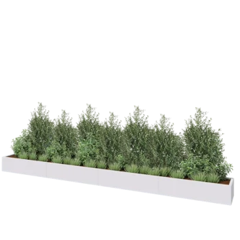 Plieninis lauko vazonas XXL - Stačiakampis - 480 x 40 x 30 cm - RAL9010 matinė (balta) - Su dugno plokšte