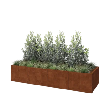 Corten plieno lauko vazonas XXL - Stačiakampis - 320 x 100 x 60 cm - Su dugno plokšte