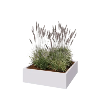 Plieninis lauko vazonas - Kvadratas - 100 x 100 x 30 cm - RAL9010 matinė (balta) - Be dugno plokštės
