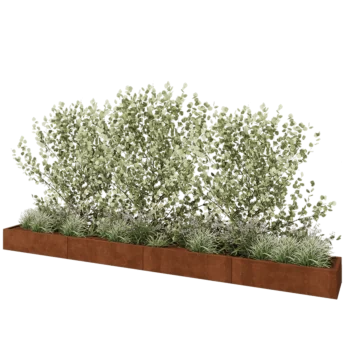 Corten plieno lauko vazonas XXL - Stačiakampis - 480 x 50 x 30 cm - Su dugno plokšte