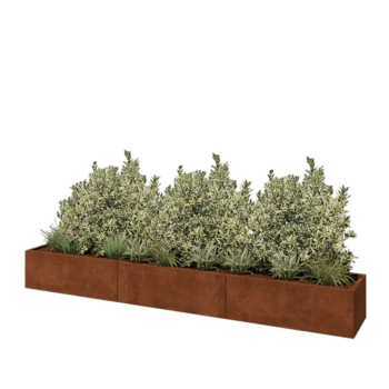Corten plieno lauko vazonas XXL - Stačiakampis - 360 x 50 x 40 cm - Be dugno plokštės