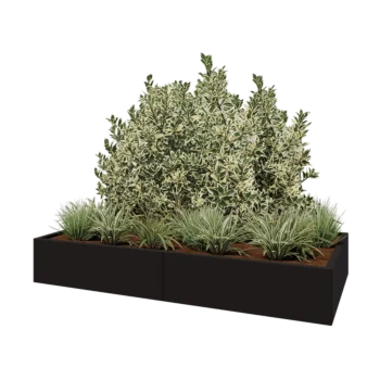 Plieninis lauko vazonas XXL - Stačiakampis - 200 x 100 x 30 cm - RAL9005 matinė (juoda) - Be dugno plokštės