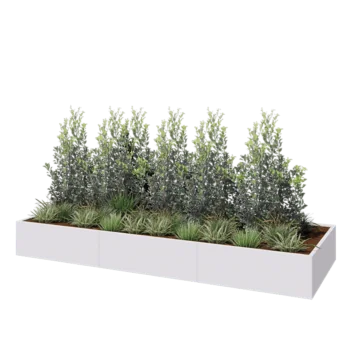 Plieninis lauko vazonas XXL - Stačiakampis - 360 x 120 x 40 cm - RAL9010 matinė (balta) - Be dugno plokštės