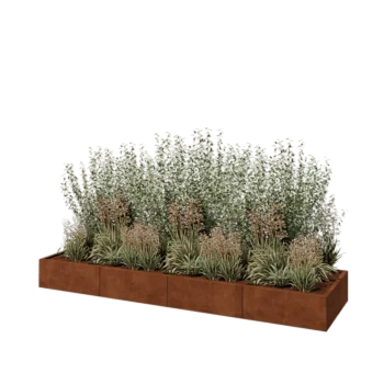 Corten plieno lauko vazonas XXL - Stačiakampis - 320 x 80 x 30 cm - Be dugno plokštės