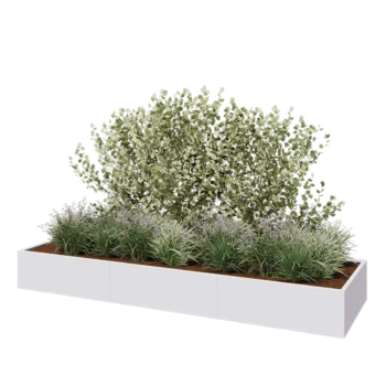 Plieninis lauko vazonas XXL - Stačiakampis - 360 x 100 x 40 cm - RAL9010 matinė (balta) - Be dugno plokštės