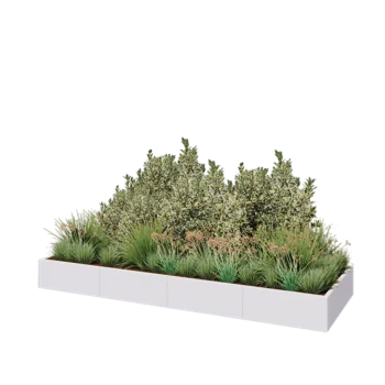 Plieninis lauko vazonas XXL - Stačiakampis - 320 x 100 x 30 cm - RAL9010 matinė (balta) - Su dugno plokšte