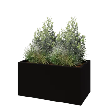 Stiklo pluošto vazonai - Stačiakampis - 100 x 50 x 50 cm - RAL9005 matinis (juodas) - Su dugnu