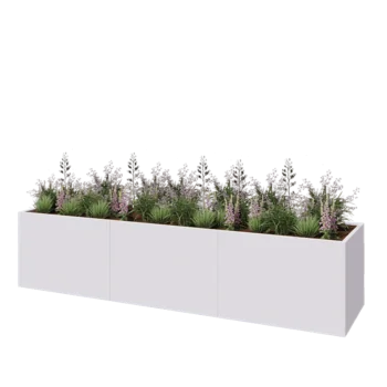 Plieninis lauko vazonas XXL - Stačiakampis - 360 x 80 x 80 cm - RAL9010 matinė (balta) - Be dugno plokštės