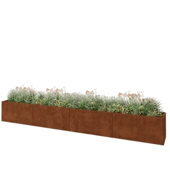 Corten plieno lauko vazonas XXL - Stačiakampis - 480 x 50 x 60 cm - Su dugno plokšte
