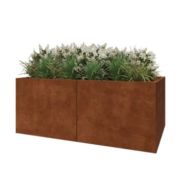 Corten plieno lauko vazonas XXL - Stačiakampis - 200 x 120 x 80 cm - Be dugno plokštės