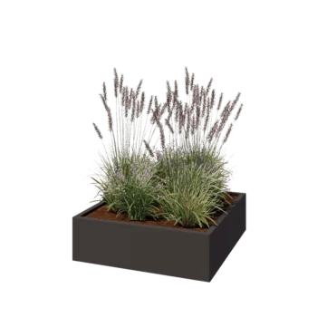 Plieninis lauko vazonas - Kvadratas - 100 x 100 x 30 cm - RAL7016 matinė (antracito pilka) - Be dugno plokštės