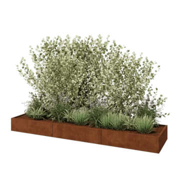 Corten plieno lauko vazonas XXL - Stačiakampis - 360 x 80 x 30 cm - Be dugno plokštės