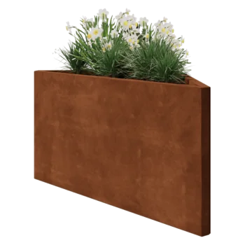 Corten plieno lauko vazonas - Nelygiašonis trikampis - 112,2 x 60,5 x 60 cm - Be dugno plokštės