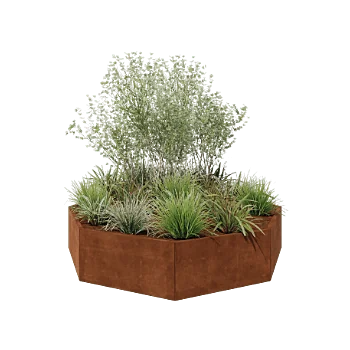 Corten plieno lauko vazonas - Aštuonkampis - 241,4 x 241,4 x 50 cm - Be dugno plokštės