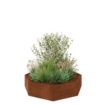 Corten plieno lauko vazonas - Aštuonkampis - 144,9 x 144,9 x 30 cm - Be dugno plokštės