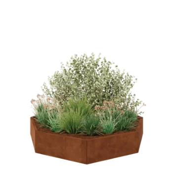 Corten plieno lauko vazonas - Aštuonkampis - 193,1 x 193,1 x 30 cm - Be dugno plokštės