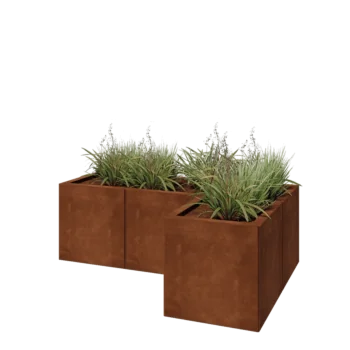 Corten plieno lauko vazonas - L-forma - 120 x 80 x 40 cm - Be dugno plokštės