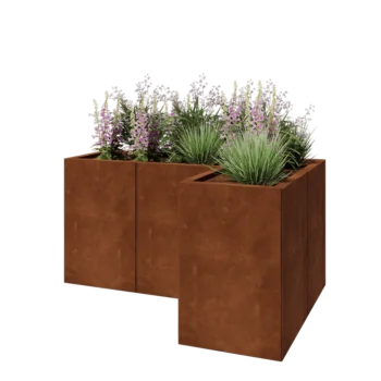 Corten plieno lauko vazonas - L-forma - 120 x 80 x 60 cm - Be dugno plokštės