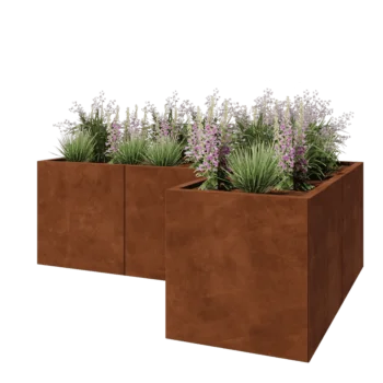 Corten plieno lauko vazonas - L-forma - 180 x 120 x 60 cm - Be dugno plokštės