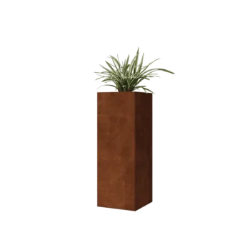 Corten plieno lauko vazonas - Kvadratas - 30 x 30 x 80 cm - Be dugno plokštės