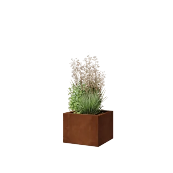 Corten plieno lauko vazonas - Kvadratas - 40 x 40 x 30 cm - Be dugno plokštės