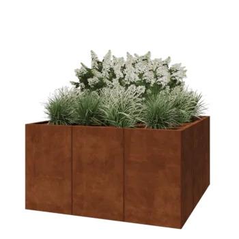 Corten plieno lauko vazonas XXL - Kvadratas - 150 x 150 x 80 cm - Be dugno plokštės