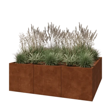 Corten plieno lauko vazonas XXL - Kvadratas - 180 x 180 x 60 cm - Be dugno plokštės