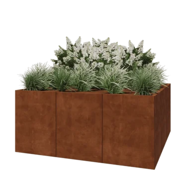 Corten plieno lauko vazonas XXL - Kvadratas - 180 x 180 x 80 cm - Be dugno plokštės