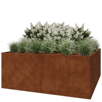 Corten plieno lauko vazonas XXL - Kvadratas - 200 x 200 x 80 cm - Be dugno plokštės