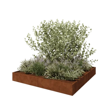 Corten plieno lauko vazonas XXL - Kvadratas - 240 x 240 x 30 cm - Be dugno plokštės