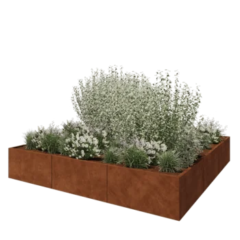 Corten plieno lauko vazonas XXL - Kvadratas - 300 x 300 x 50 cm - Be dugno plokštės