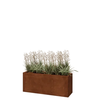 Corten plieno lauko vazonas - Stačiakampis - 100 x 30 x 40 cm - Be dugno plokštės