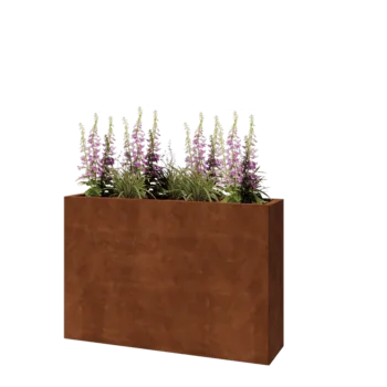Corten plieno lauko vazonas - Stačiakampis - 120 x 30 x 80 cm - Be dugno plokštės