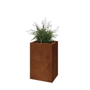 Corten plieno lauko vazonas - Stačiakampis - 40 x 30 x 60 cm - Su dugno plokšte