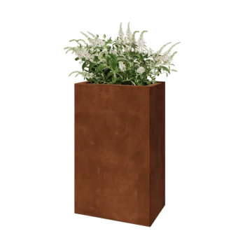 Corten plieno lauko vazonas - Stačiakampis - 50 x 30 x 80 cm - Su dugno plokšte