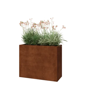 Corten plieno lauko vazonas - Stačiakampis - 100 x 40 x 80 cm - Su dugno plokšte